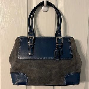 COACH SUEDE HAMPTON LEATHER SATCHEL